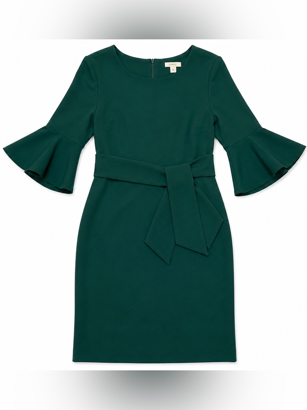 Linea Emerald Green Bell Sleeve Dress | Tie Waist | Size 10